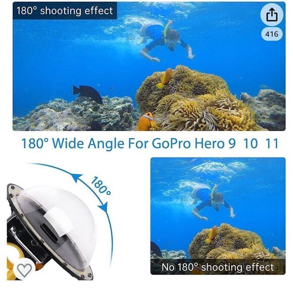 GoPro Dome Port, GoPro Accessories for Dome GoPro Hero 5 6 7 2018 Black - Picture 3 of 12